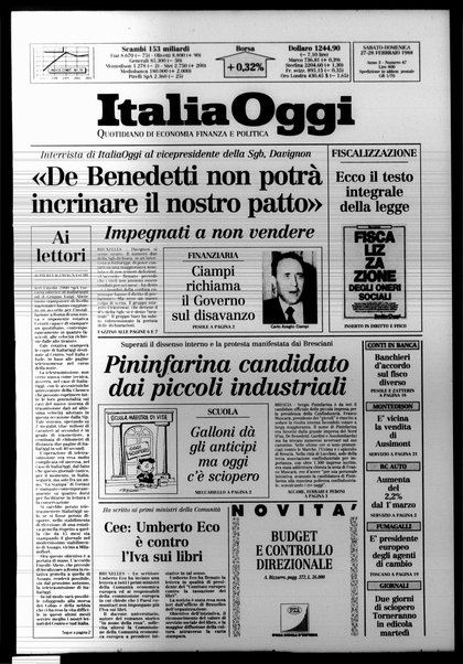 Italia oggi : quotidiano di economia finanza e politica